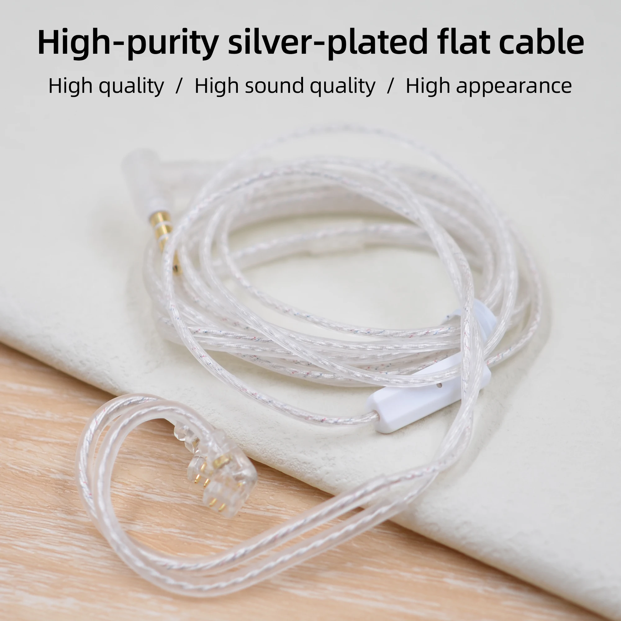 

KZ Earphones Cable High Purity Silver-plated Flat Upgrade Cable 0.75mm 2-Pin Headphone Wire For KZ ZSN ZST ZEX Pro ZST Pro ED12