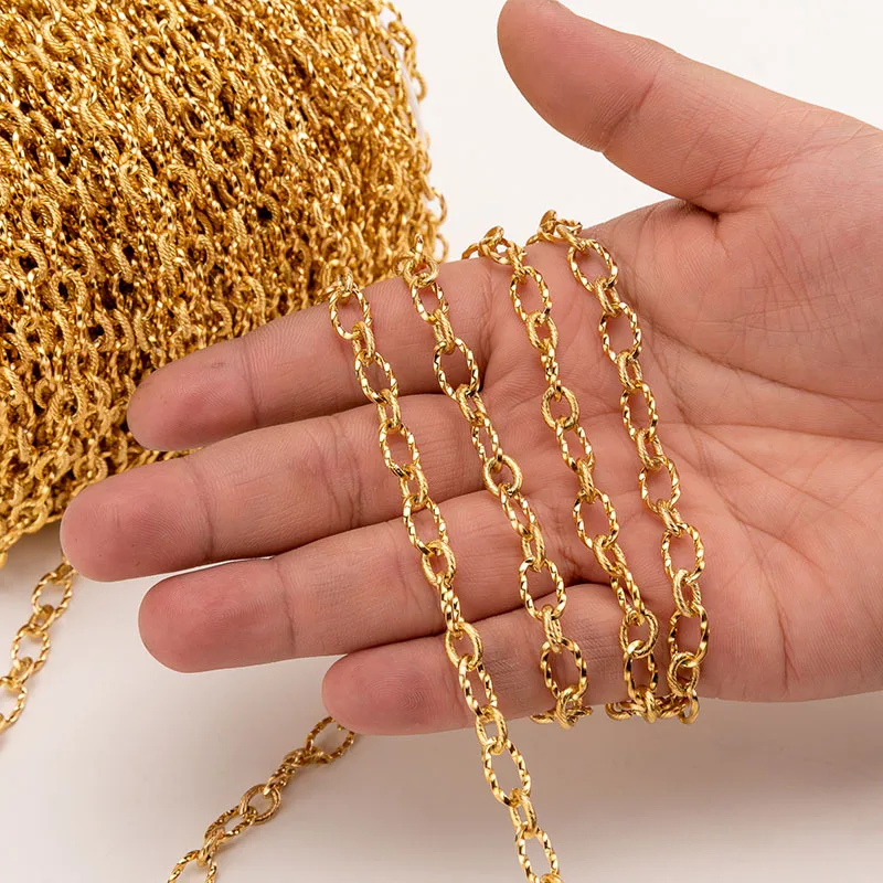 

Перекрестная цепь из нержавеющей стали, витая цепь с гальваническим покрытием, цепочка с ремешком для изготовления ювелирных изделий в сти...