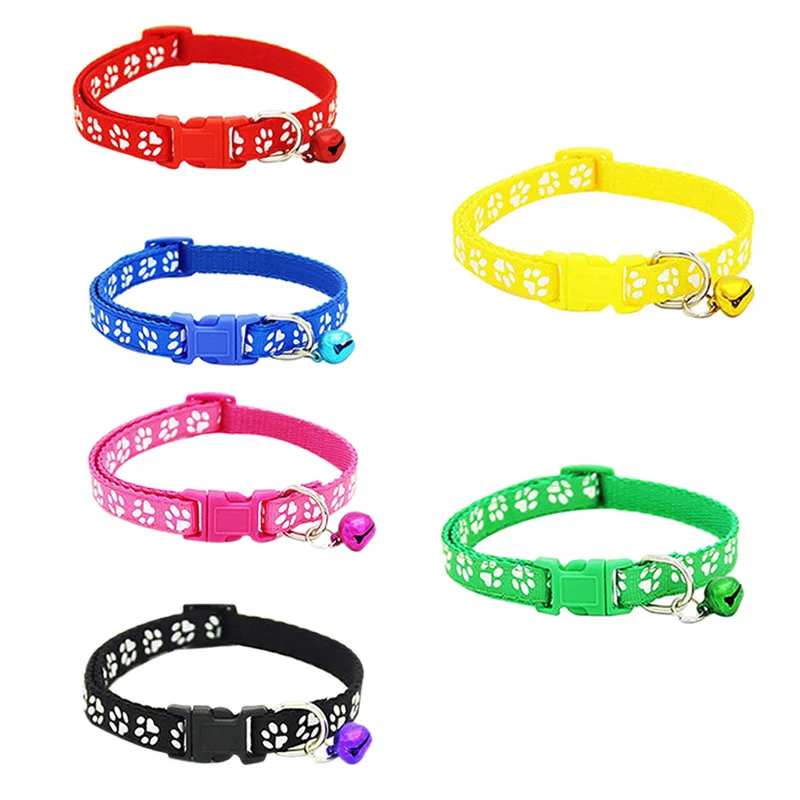 

2 Pack Adjustable Cat Collar with Bell, Fashion Paw Print Design Pet Collar, Safety Quick Release Breakaway Collar for Cats