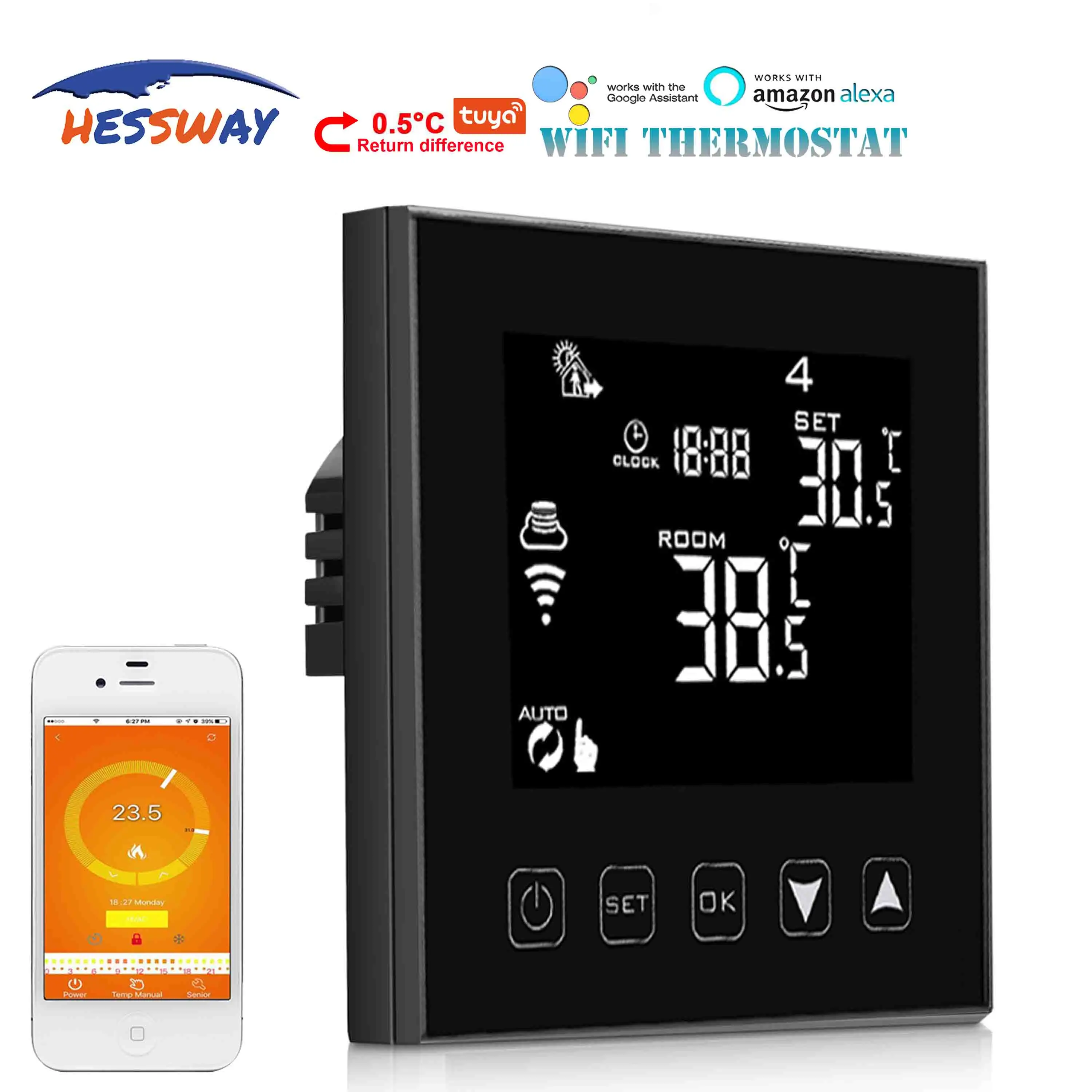 Соединительный газовый котел HESSWAY 2 в 1 и сухой контактный Wi Fi термостат для