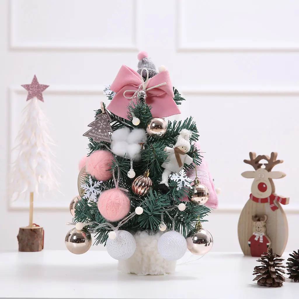 

35cm Tall Christmas Tree with Lights Holiday Indoor Garden Shopping Mall Windowsill Table Xmas Tree Bedroom Porch Decorative