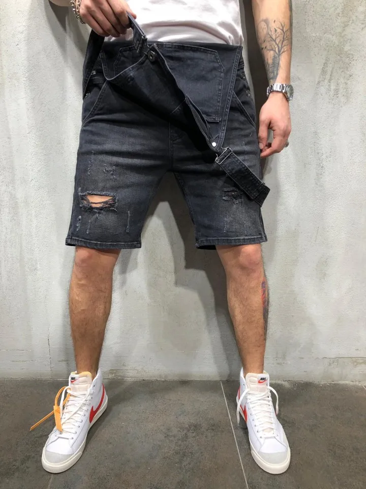 

2021wise fashion men's Denim Jumpsuit laces denim shorts