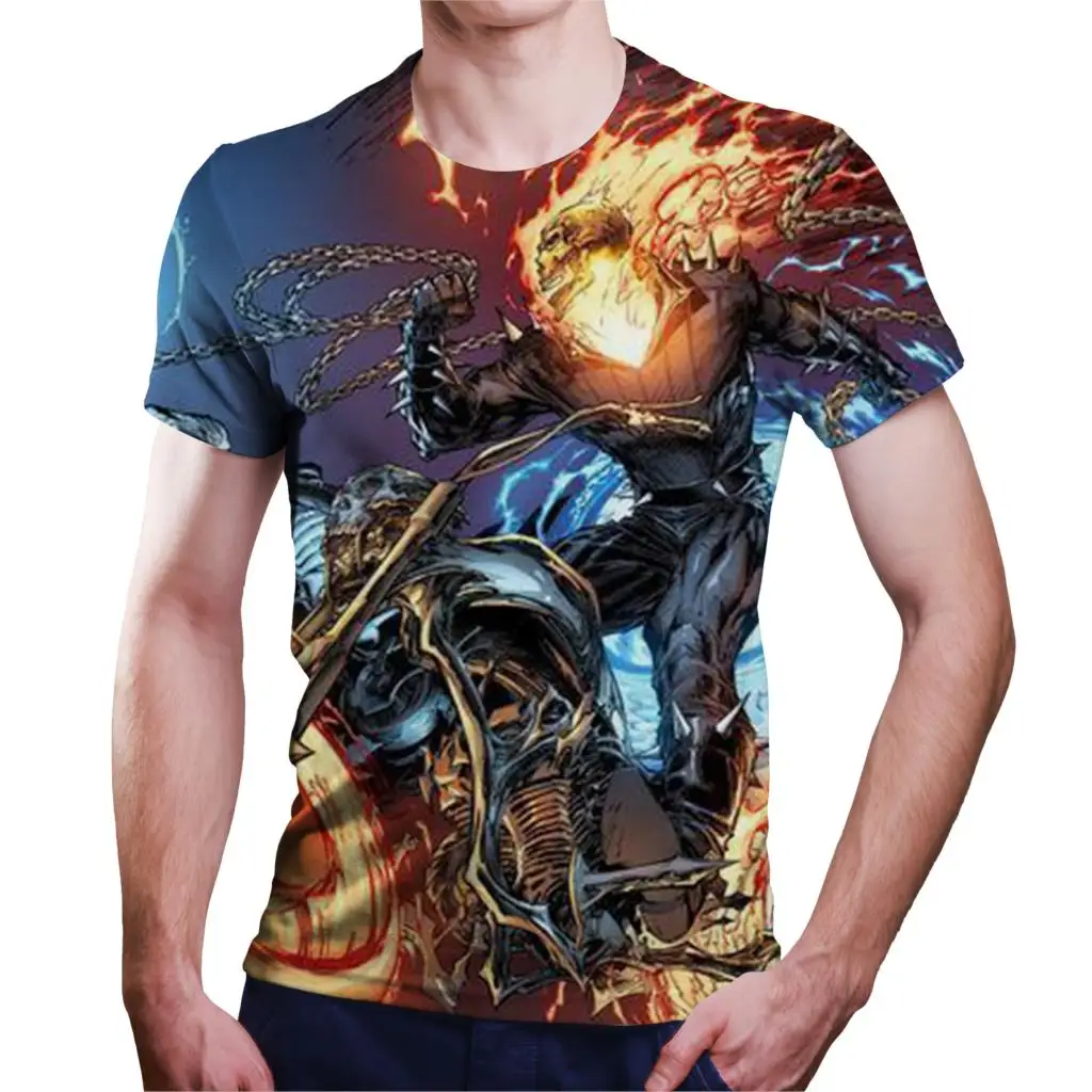 

2021 Spring Ghost Rider Printed Motorcycle Punk Style 3DT Shirt Men's Hot Sale Short Sleeve Woman T-shirts oversize 6XL cloth