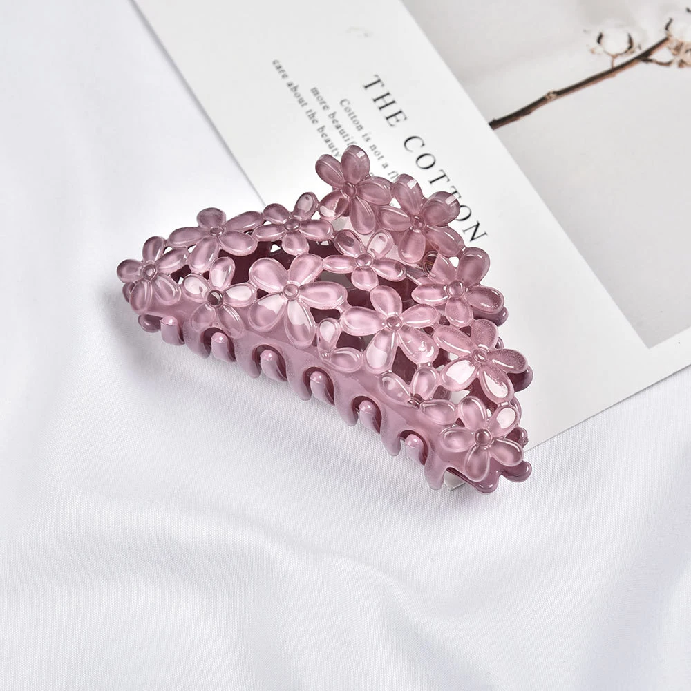 

1pc Hair Claws Solid Big Headwear Elegant Flowers Acrylic Barrettes For Women Girls Hair Clips Fashion Hair Accessories 2021