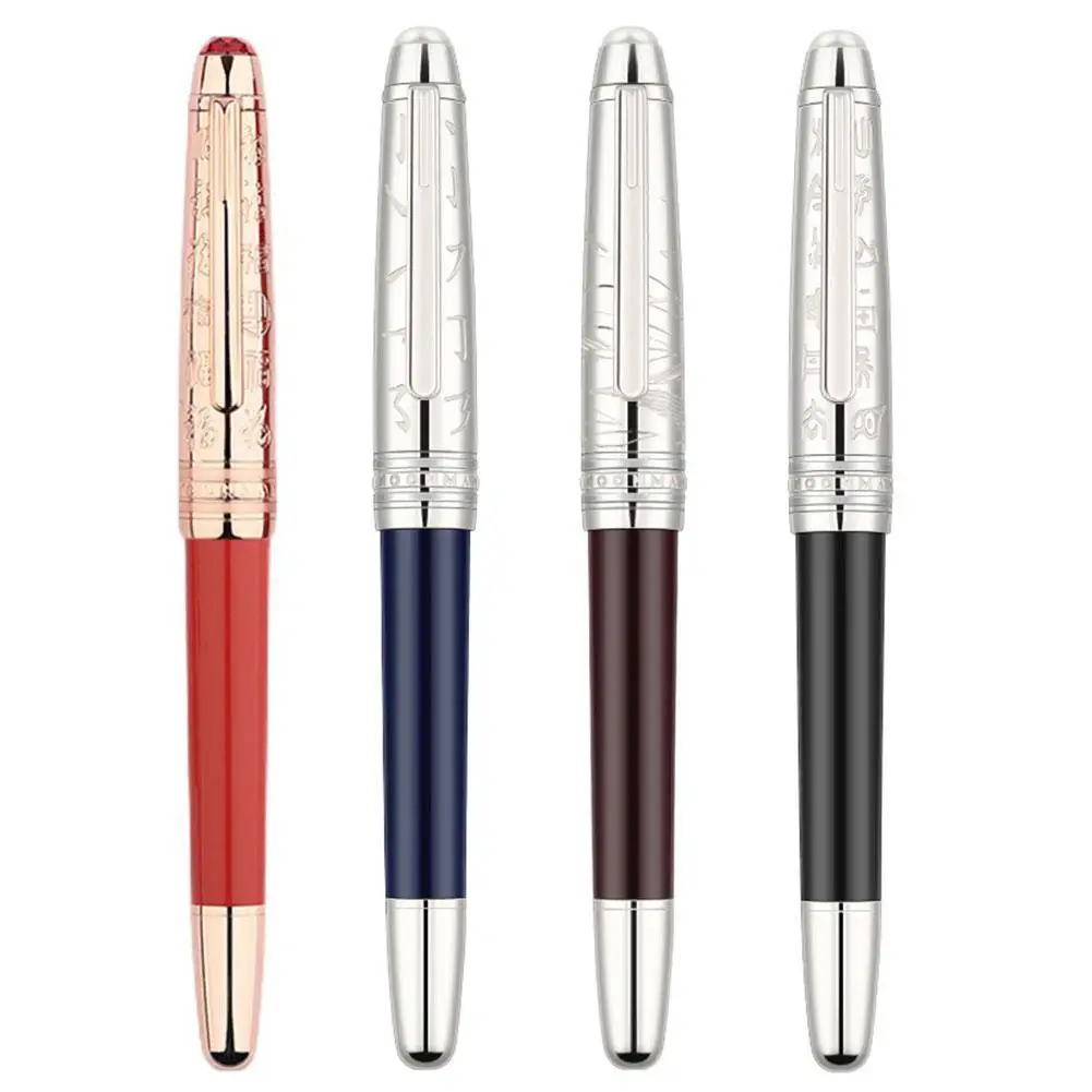 

New P135 Metal Resin Fountain Pen Ef/small Gift Carved Nib Pen Business Pen Gem Pattern Top Office Bent Ink Writing U4E6