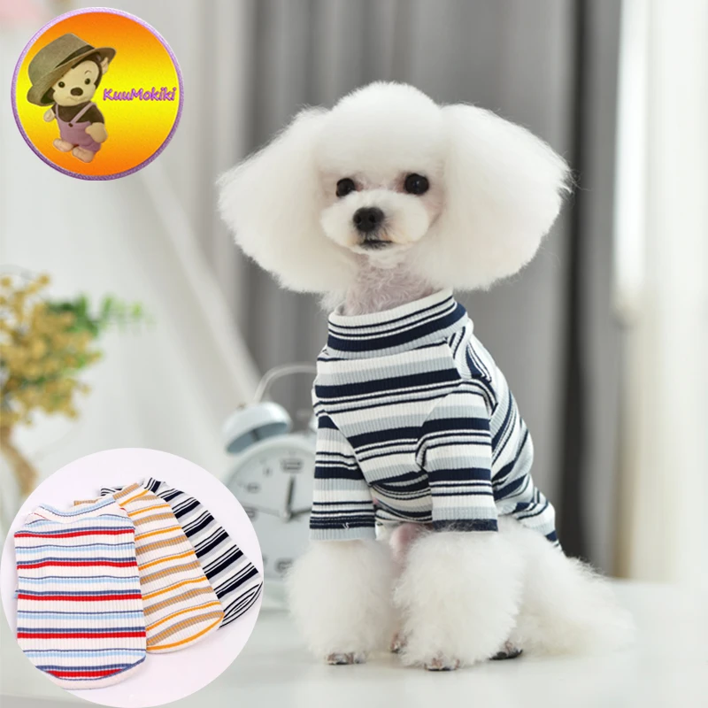 Зимний теплый свитер в полоску для собак свитера одежда щенков жилет Женская