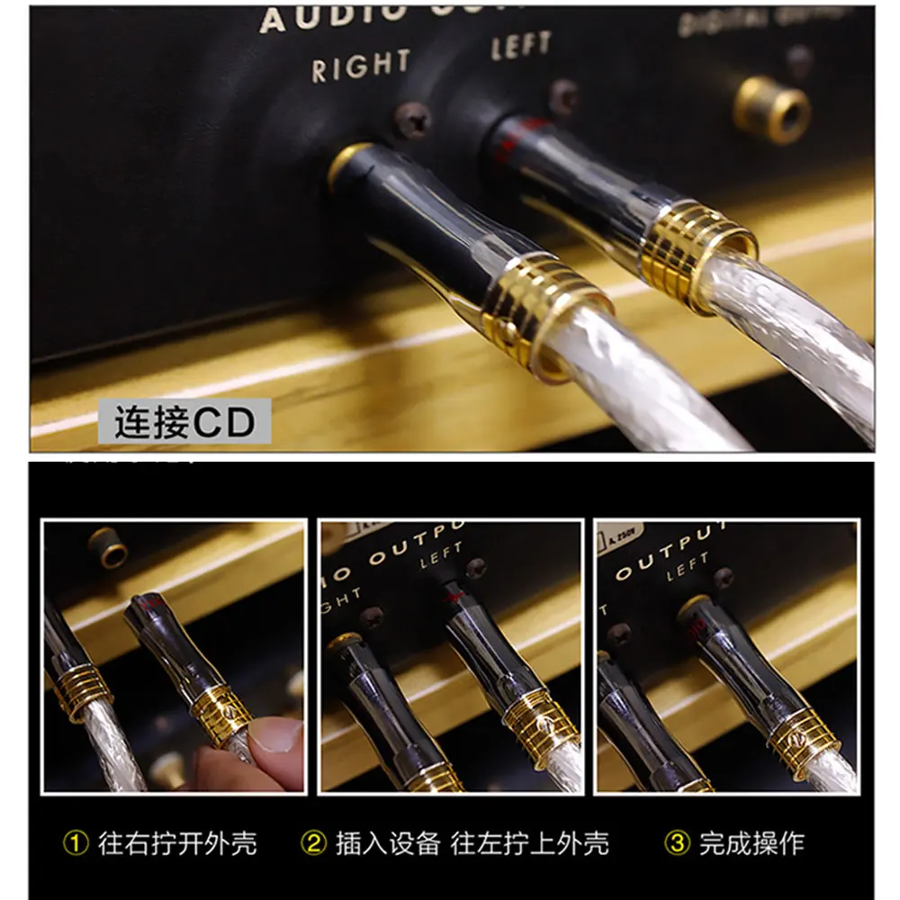 

Fever Signal Cable Double Lotus Head Audio Cable 2Rca 2 To 2 Hifi Audio Amplifier Speaker Cable Subwoofer Connecting Cable