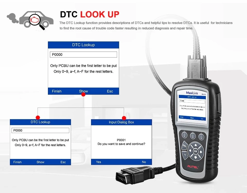Autel MaxiLink ML619 OBDII OBD 2 Автомобильный диагностический считыватель кодов ABS SRS подушка