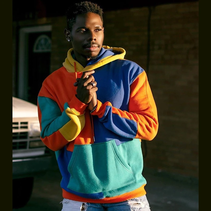 

Мужские толстовки в стиле пэчворк, красивая уличная одежда, толстовка с капюшоном, модная толстовка, Мужская толстовка в стиле хип-хоп, мужс...