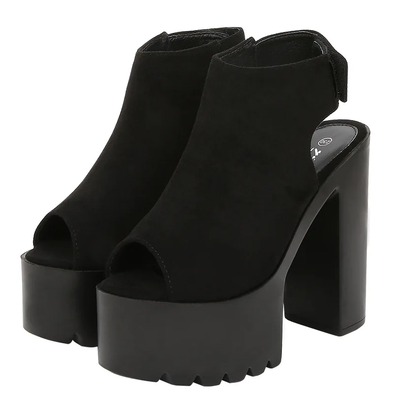 

Fish mouth high heel sandals women's summer 2020 new thick heel 14cm summer Spring and autumn women's shoes