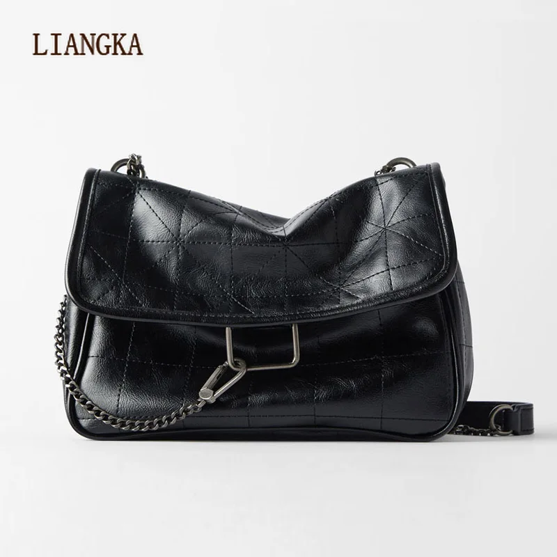 

Новинка 2020, мягкая сумка на одно плечо с ромбовидным Черным Камнем, Сумка с косой пролетной цепочкой, роскошные сумки для женщин, сумка-мессе...