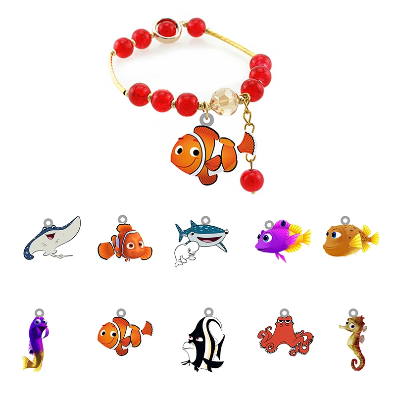 

Disney Clownfish Marlene Pendant Bracelet Finding Nemo Bracelet Epoxy Acrylic Red Beaded Bracelet Holiday Jewelry