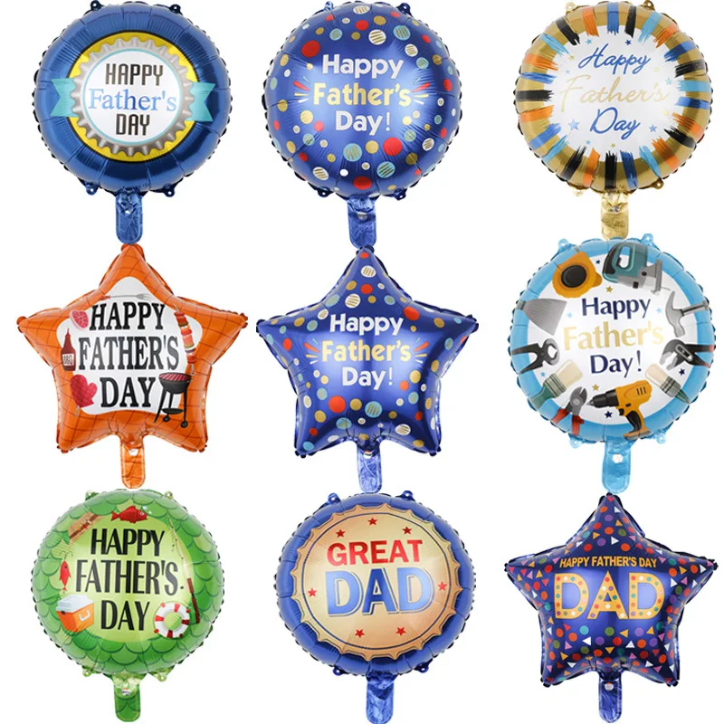 

【FD】18 inch happy father's day aluminum film balloon round five-pointed star father's day balloon holiday party decoration