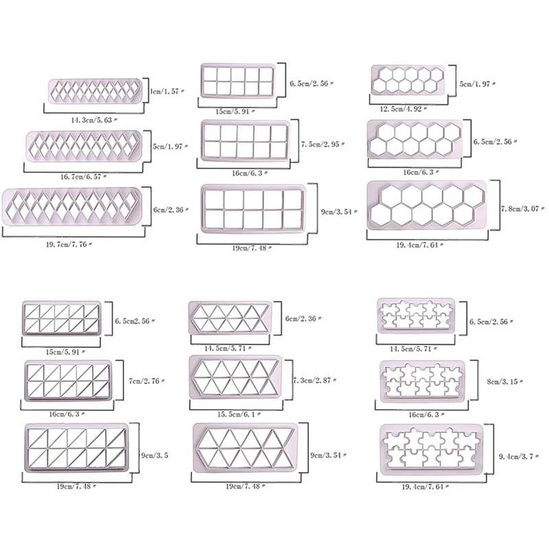 Комплект из 3 предметов в форме квадрата геометрической формы фрезы Fondant