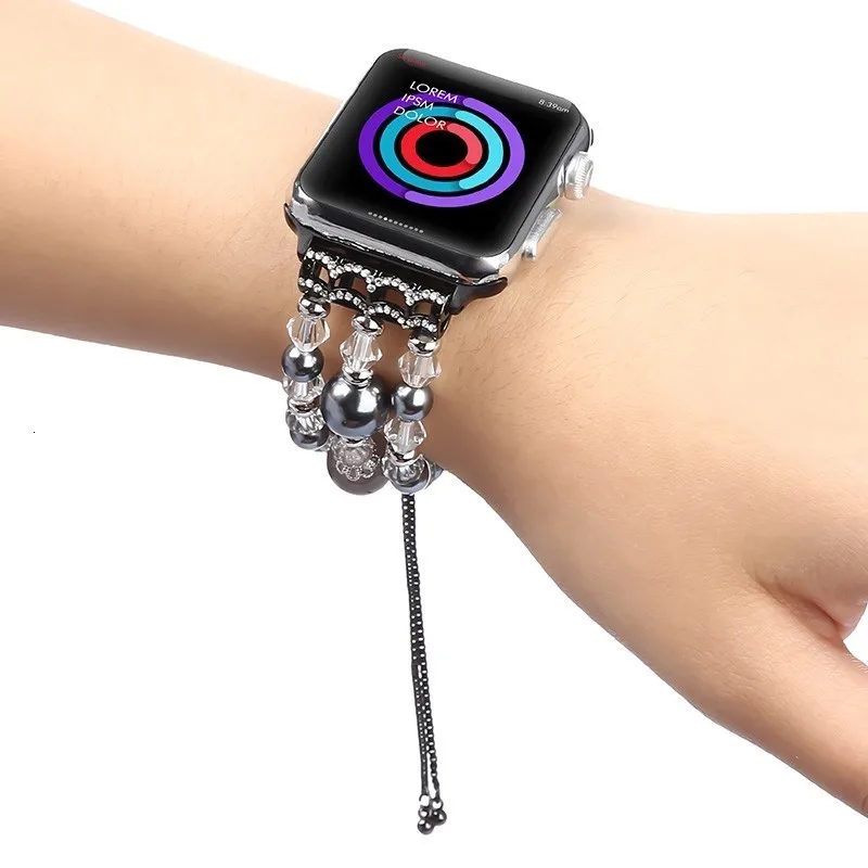 Модный браслет на запястье с жемчужиной ремешок для apple watch полосы 44 мм 42 серия 4 3 2 1 часы ручной работы браслет для женщин и девочек Замена 38 мм