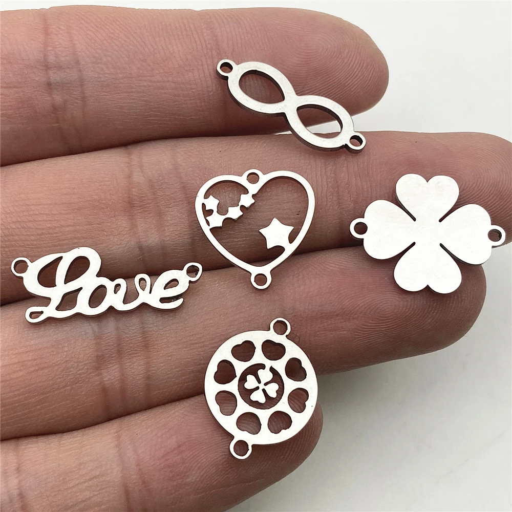 

Peach Heart Love Forever Stars Charm Connector 10pcs Stainless Steel Fit Bracelet Connectors Jewelry Handmade Diy Jewelry Make