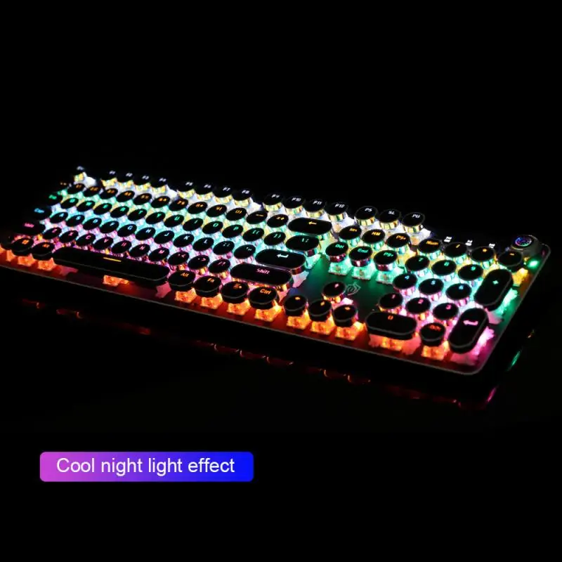 

820A Retro Punk Electroplating Knob Luminous Mechanical Keyboard Eating Chicken Computer Game Keyboard 36 Colorful Lighting