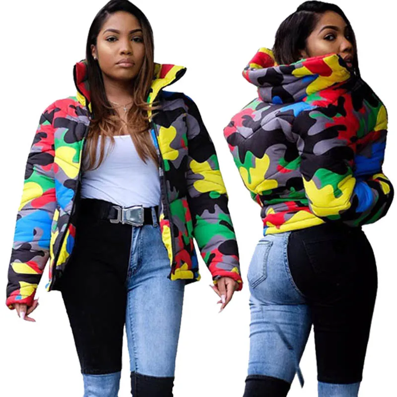 

Куртка пуховая женская, зимняя, с камуфляжным принтом, 2020, размера плюс, S-4XL