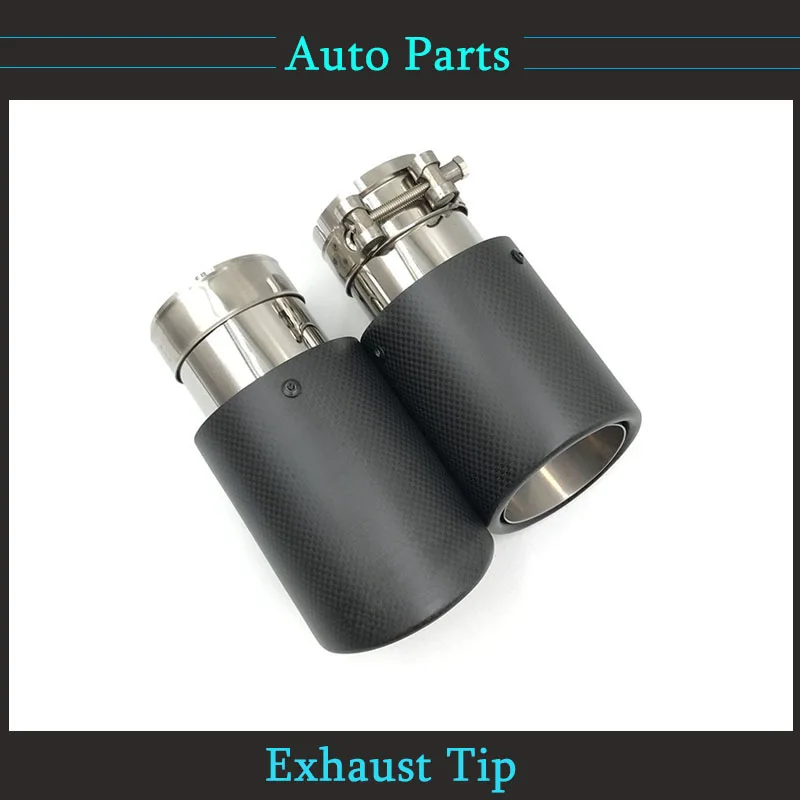 

1Piece Curly Matt Carbon Fibre Exhaust System Muffler Pipe Tip Universal Stainless Mufflers Decorations For Any Car