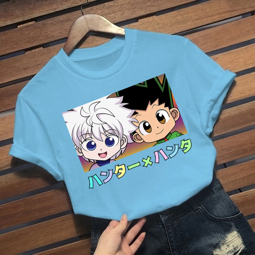 Аниме Hunter X футболки с графическими принтами для мужчин Kawaii топы Killua Zoldyck Футболка