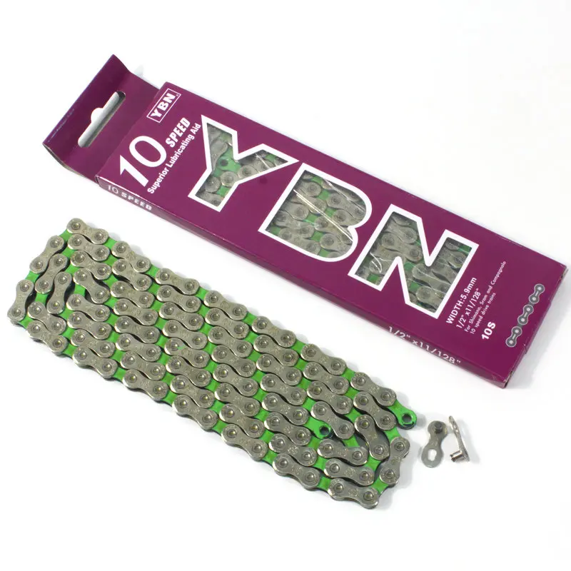 Silver-Green YBN 10 цепь для скоростного велосипеда MTB цепь для дорожного велосипеда 116 звеньев велосипедная цепь для Shimano/Sram/Campagnolo с волшебной пряжкой - Цвет: Silver-Green