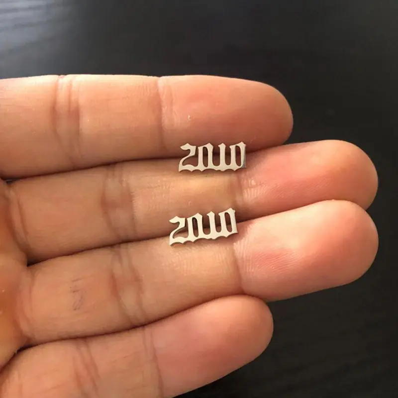 Новый Нержавеющая сталь год столб уха серьги-гвоздики Бижутерия цвета: