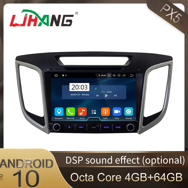 Автомобильный DVD плеер LJHANG 8 ядер 4 Гб + 64 ГБ Android 10 GPS для Hyundai Creta ix25 навигация 1 Din