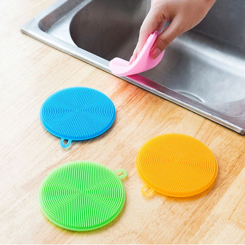 

Silicone Dish Washing Brush Food Grade Scraper Heat Resistant MultiPurpose Double Sided Sponge Cleaning for Kitchen Pots Pan 44