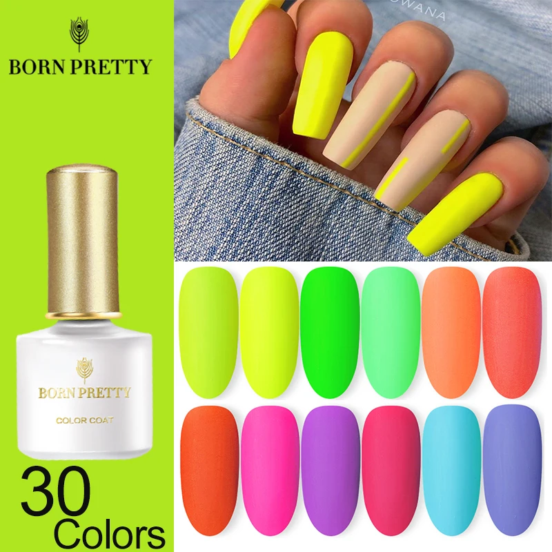 Неоновый матовый Гель лак BORN PRETTY для ногтей зеленые и Желтые цвета 6 мл