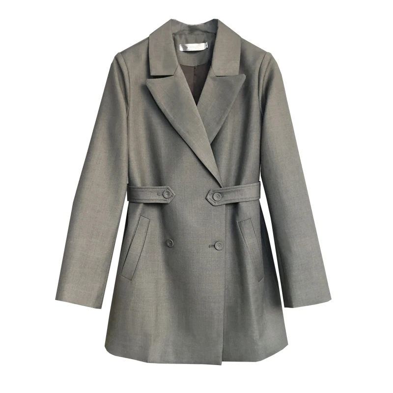 Mozuleva 2020 весна тонкая талия с карманами в винтажном стиле двубортная для женщин