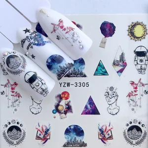 Наклейки для ногтей, 1 шт., цветные, с планетами