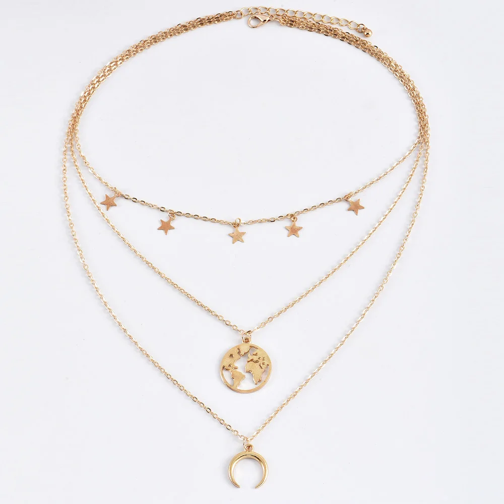 Модные ювелирные изделия ALYXUY многослойное ожерелье с подвеской в виде Луны карты
