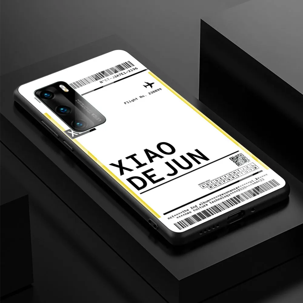 

World Country Label Air Tickets Soft Edge Phone Case Cover for Huawei P30 P20 P10 Lite P40 Pro P Smart Z 2021 Luxury Glass Shell