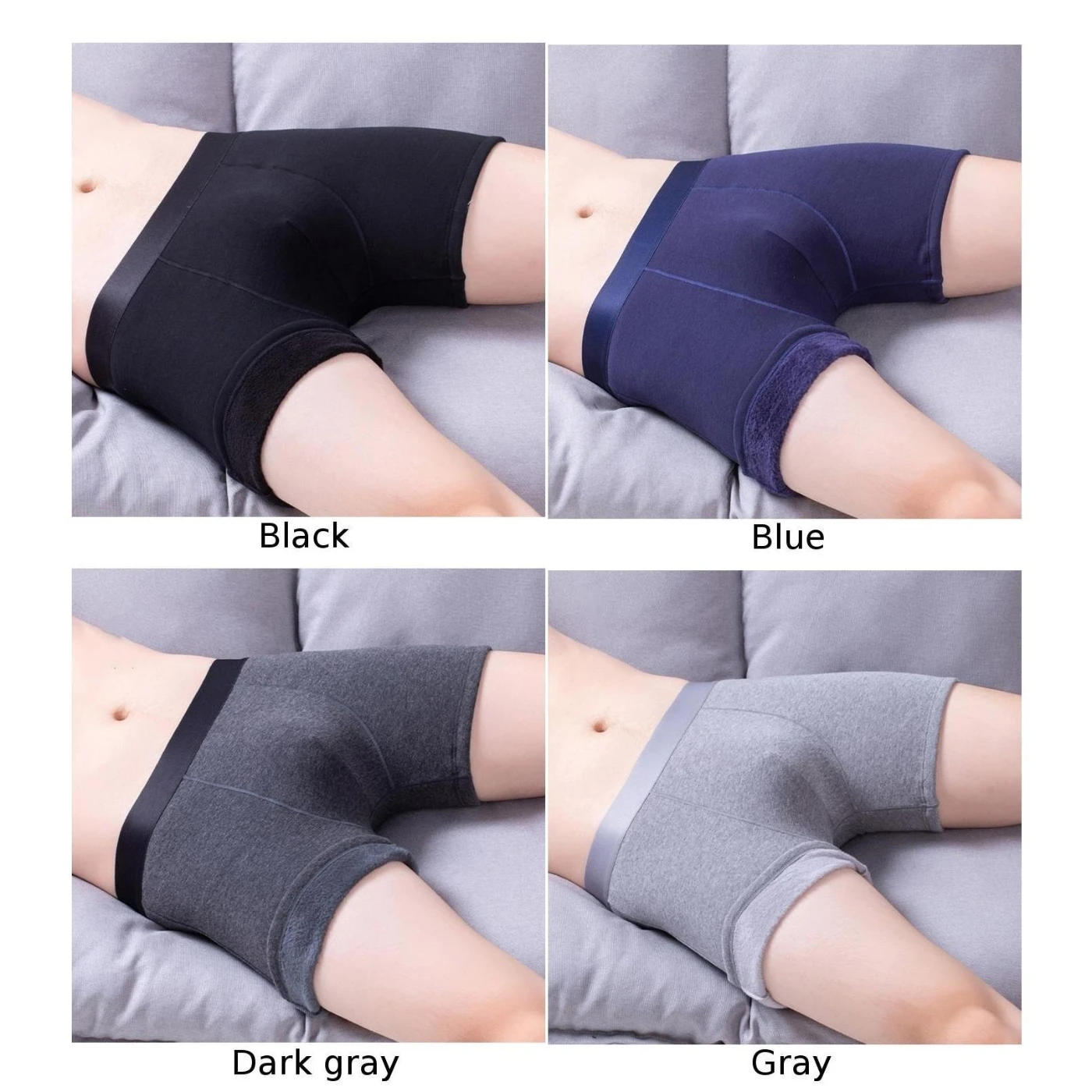 

Winter Men Boxer Shorts Comfortable Underwear Thick Keep Warm Boxer Solid Color Mid Waist Male Clothes Pouch Underpants New