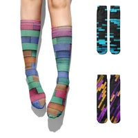 fashion brick striped cotton socks for women unisex funny harajuku casual autumn spring socks high ankle street compression sock