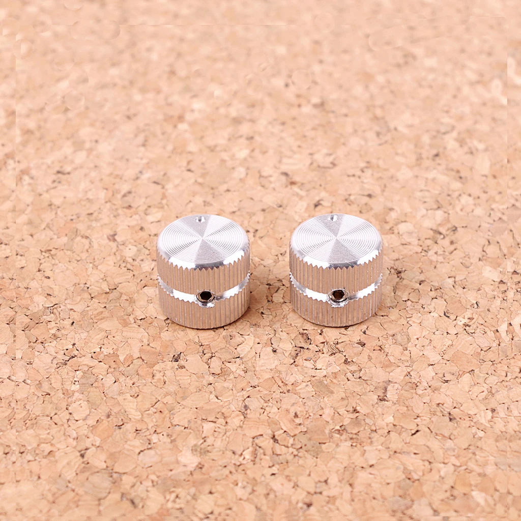 

2Pcs Guitar Dome Tone Knobs Metal Silver Volume Control Switch Cap Screw Type for 6mm Shaft Electric Guitar Bass Accessories