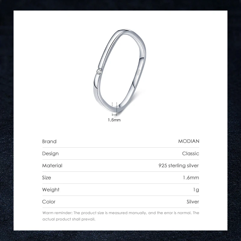 Modian 100% Настоящее серебро 925 пробы квадратный уникальный модный дизайн кольцо на