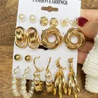 Модные жемчужные серьги-подвески ZOSHI, геометрические золотистые металлические круглые серьги-бабочки, модные ювелирные украшения