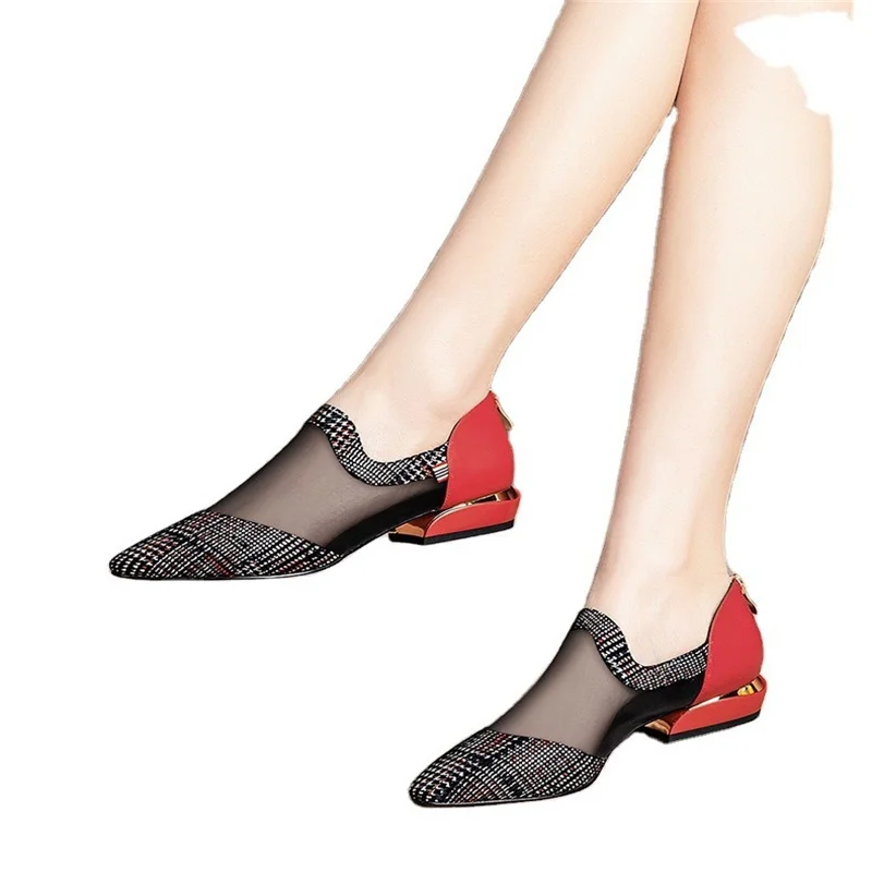 

2020 New Korean Style Pointed Toe Breathable Mesh Single Shoes Women's Fashion All-match Slim Casual Women's Shoes