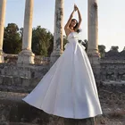 Свадебные платья 2021, пикантное кружевное атласное свадебное платье без бретелек, с открытой спиной, пляжные свадебные платья, на заказ