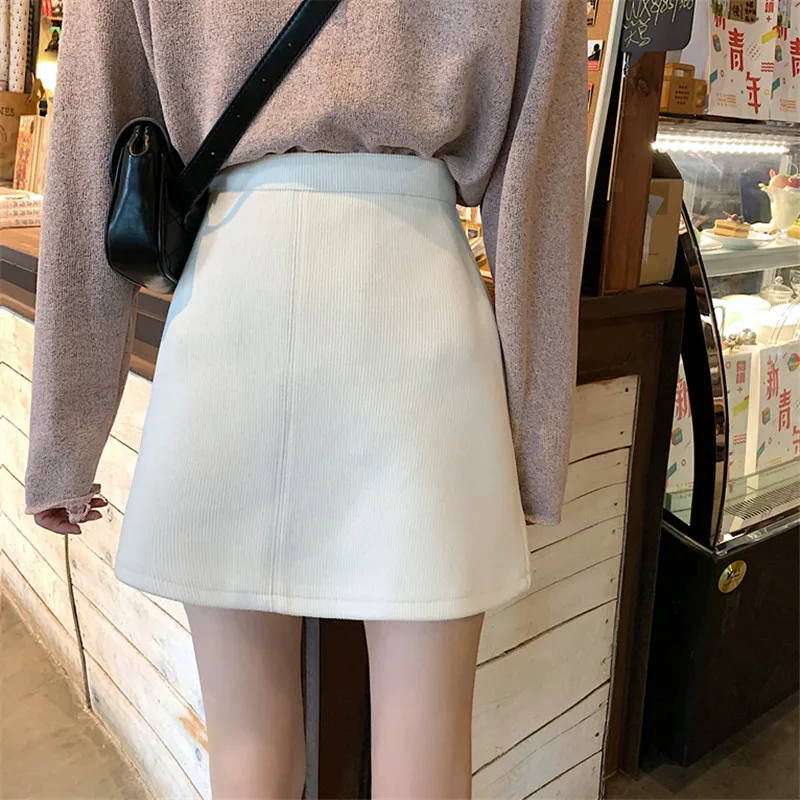 Женская мини-юбка Kawaii, одноцветная, универсальная, простая, Harajuku, корейская мода, высокая талия, юбки для женщин, s, а-силуэт, женская уличная одежда, мягкая