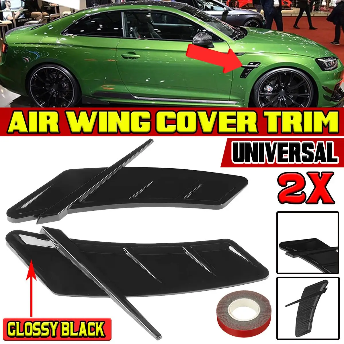 

New 2x Car Side Fender Vent Cover Fender Decoration Side Wing Air Vent Intake Cover Trim For AUDI A3 A4 A5 A6 A7 A8 Q3 Q5 Q7