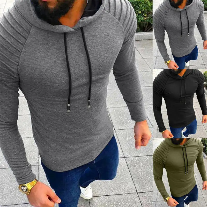 Мужская толстовка с длинным рукавом однотонная капюшоном большие размеры