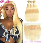 613 блонд пучки с фронтальной застежкой бразильские прямые волосы блонд пучок волос 4 шт. сделка 8-30 дюймов длинные волосы плетение