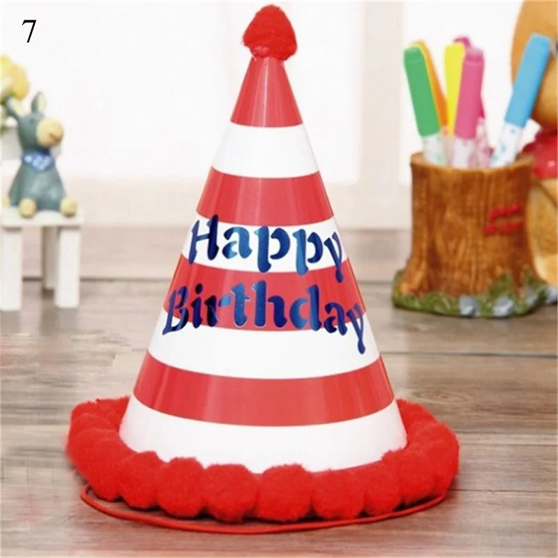 

1PC Hot Sold Fashion Cute Paper Cone Hats Dress Up Girls Boys Happy Birthday Party Handmade Caps Supplies Decor Gifts Supplies