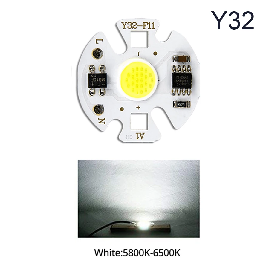 Y32 Cold White Y27 Y32 мини COB светодиодный светильник 220 В 110 В 3 Вт 5 Вт 7 Вт 9 Вт круглый светодиодный COB Чип Диодная лампа для Точечный светильник не нужен драйвер DIY прожектор светильник - Испускаемый цвет: Y32 Cold White