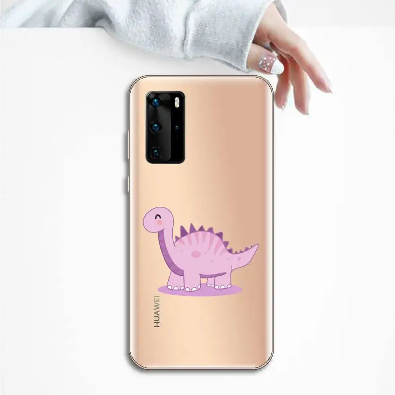 

Cute Dinosaur Baby Fashion Phone Case Transparent for Huawei P20 P30 P40 honor 8 10i P smart 2019 Samsung A71 A21S S10 20 plus