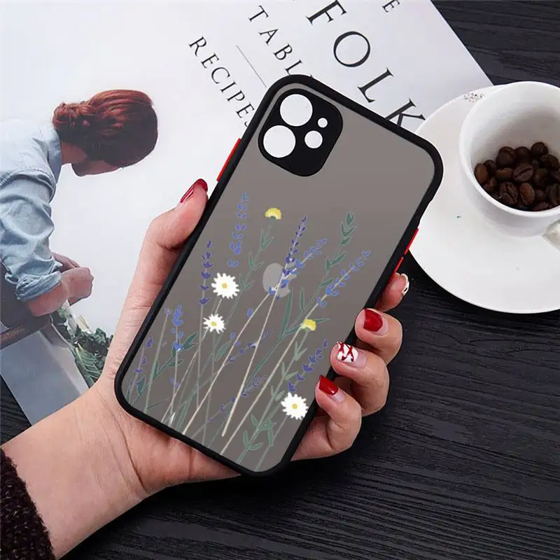 

Flower beautiful art pattern Phone Cases matte transparent For iphone 7 8 11 12 plus mini x xs xr pro max cover