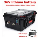 Литий-ионный аккумулятор 36 В, 60 А  ч, 80 А  ч, 100 А  ч, 120 А  ч, 130 А  ч, 200 А  ч для электрической рыболовной лодки, Автодома, Солнечной системы, жилых автофургонов с зарядным устройством