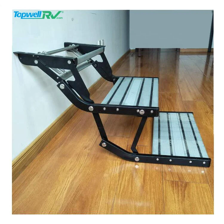 

Factory Wholesale Travel Trailer Double Folding Steps Ladder RV Camper Motorhome Manual Ladders Entry Door Steps